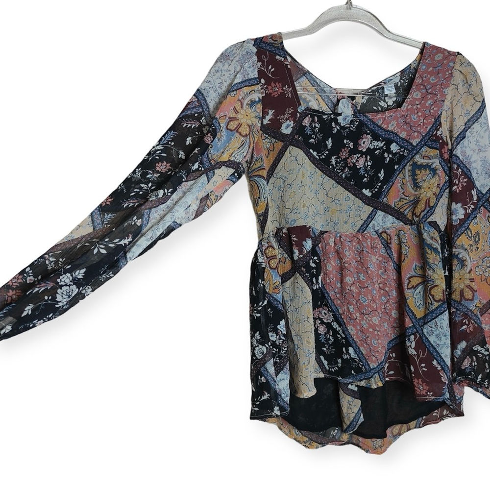 American Eagle Boho Patchwork Graphic Print Long … - image 5
